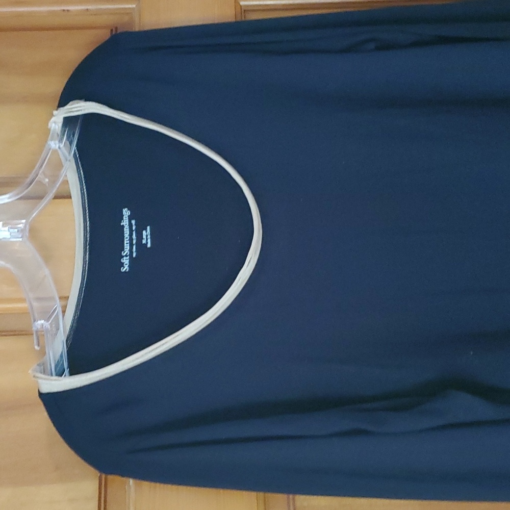 Soft Surroundings Womans Black & Champagne Ruffle‎ Lace Long Sleeve Top Size XL - Picture 9 of 10